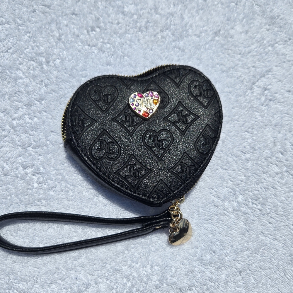 Juicy Couture Heart-Shaped Black Wristlet